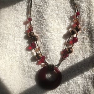 Lia Sophia 16 inch red and copper necklace